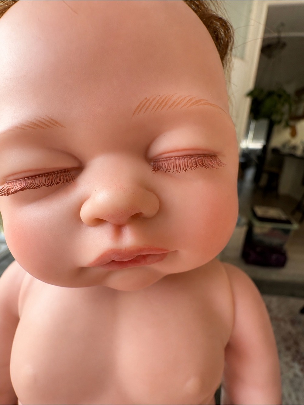 17” Realistic Sleeping Baby Doll Rooted Brown Hair Soft Body Poseable TY1637